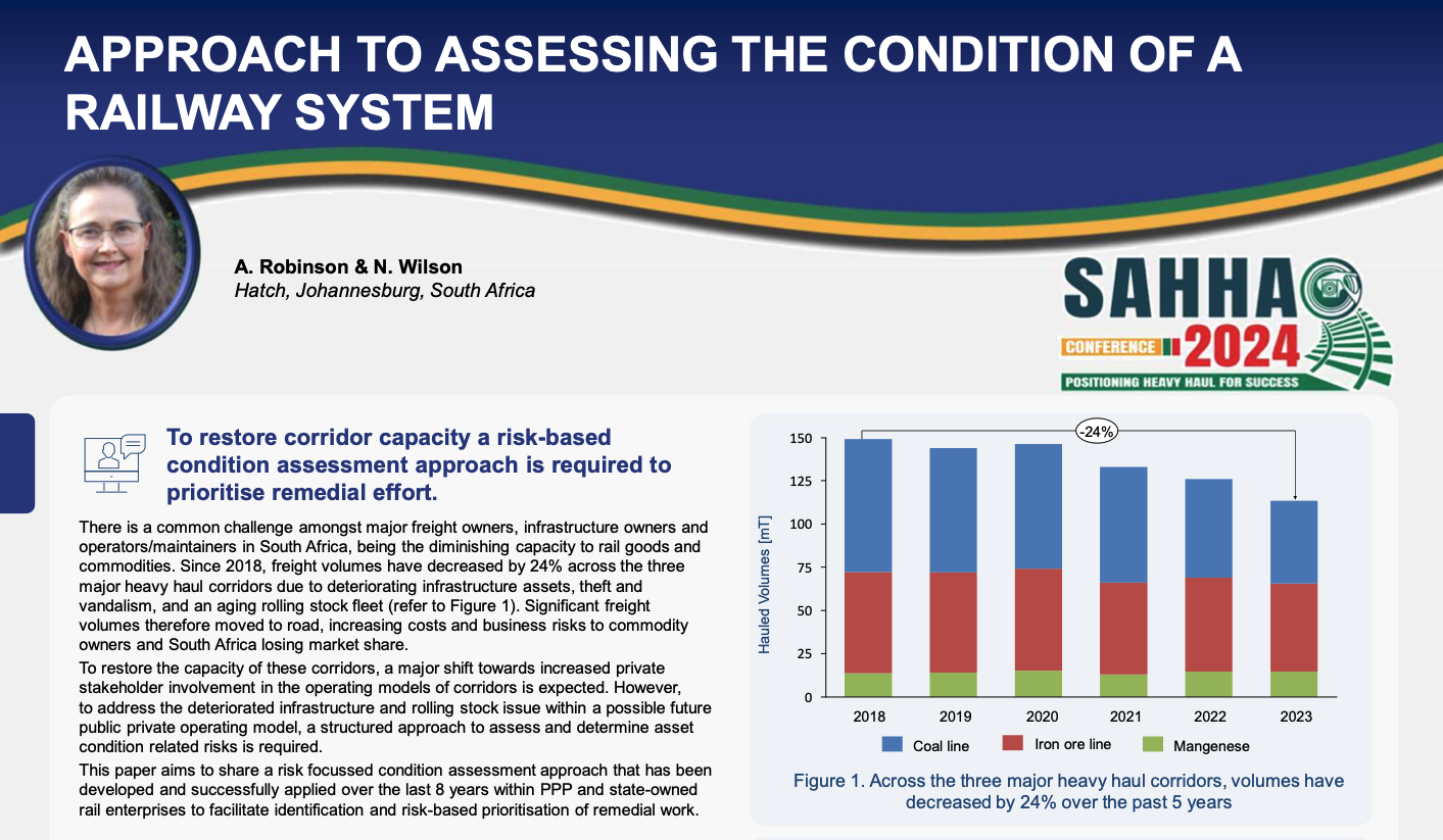 Approach to Assessing the Condition of a Railway System: Insights from Anneri Robinson of Hatch at the SAHHA Event